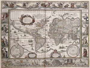 Mapa do mundo, de "O Teatro do Mundo" ou "Novo Atlas", 1645